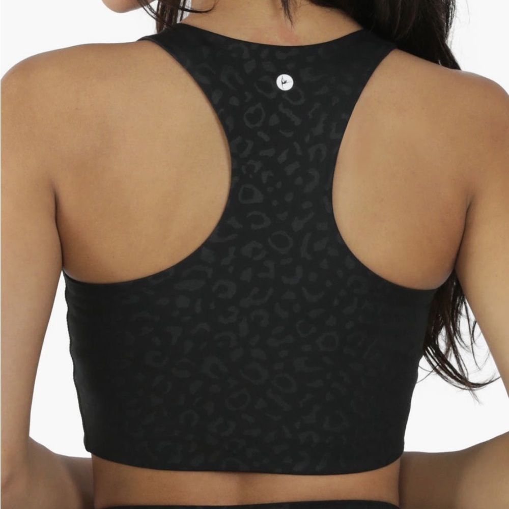 90 Degree by Reflex Wonerlink Black Leopard Print Racerback Sports Bra - Picture 4 of 13